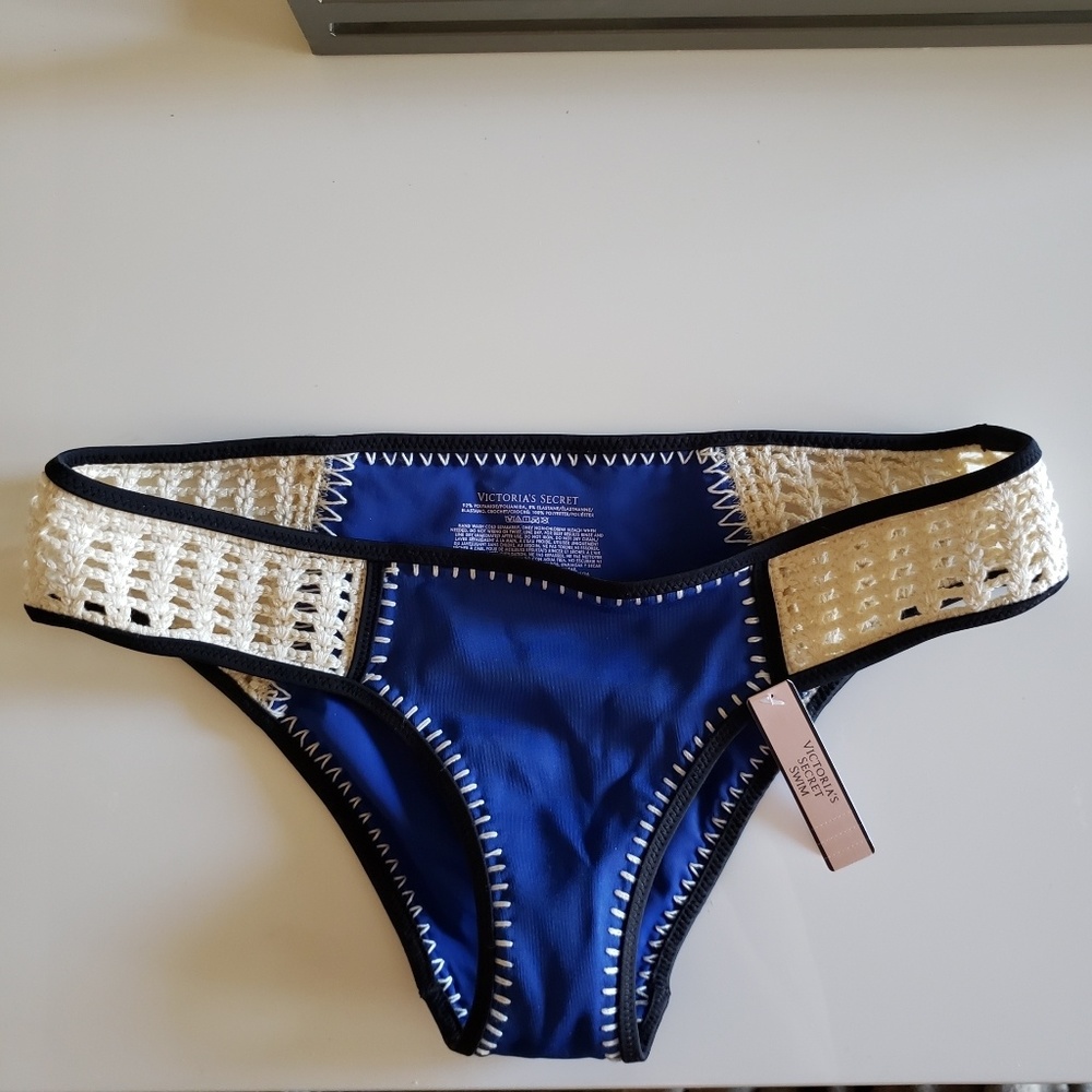 Blue & Black Crochet style VS swim bottom
